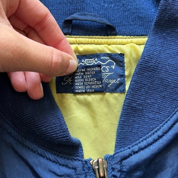 Vintage 70s 80s Gap Nylon Bomber Jacket Navy Men Size Small Talon Zipper Retro - Picture 15 of 15